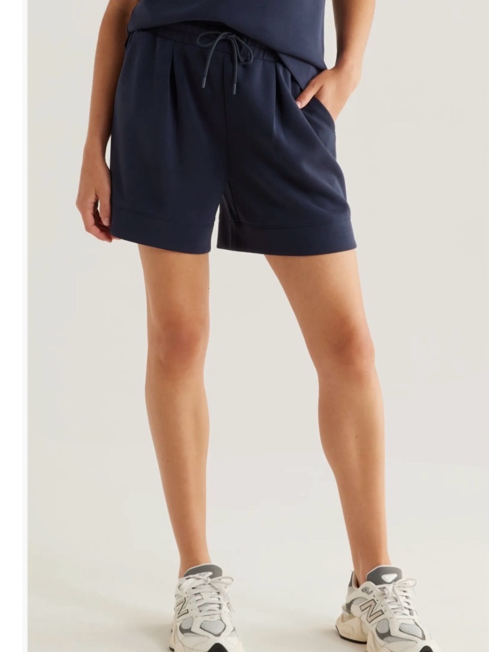Zella Soft Luxe High Waist Knit Shorts Navy XS